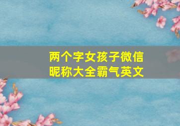 两个字女孩子微信昵称大全霸气英文