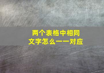 两个表格中相同文字怎么一一对应