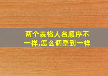 两个表格人名顺序不一样,怎么调整到一样