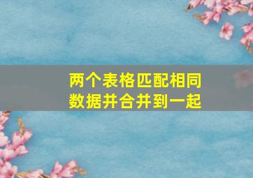 两个表格匹配相同数据并合并到一起