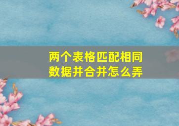 两个表格匹配相同数据并合并怎么弄