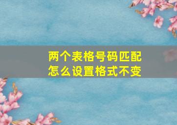 两个表格号码匹配怎么设置格式不变