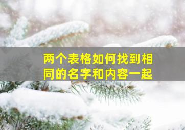 两个表格如何找到相同的名字和内容一起