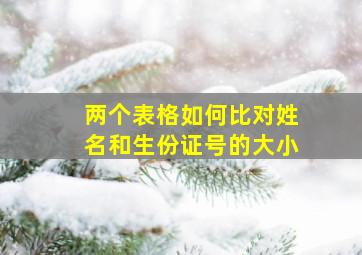 两个表格如何比对姓名和生份证号的大小