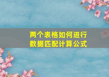 两个表格如何进行数据匹配计算公式