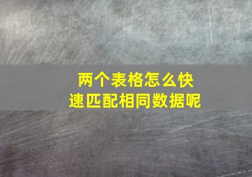 两个表格怎么快速匹配相同数据呢