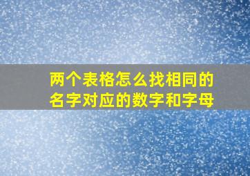 两个表格怎么找相同的名字对应的数字和字母