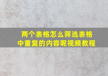 两个表格怎么筛选表格中重复的内容呢视频教程