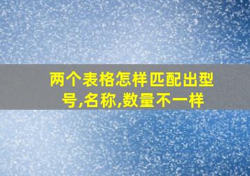 两个表格怎样匹配出型号,名称,数量不一样