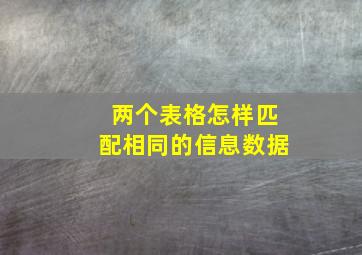 两个表格怎样匹配相同的信息数据