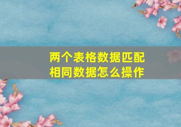 两个表格数据匹配相同数据怎么操作