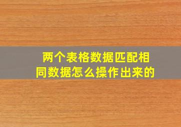 两个表格数据匹配相同数据怎么操作出来的