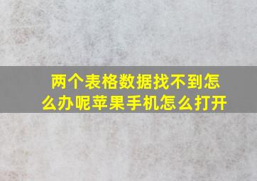 两个表格数据找不到怎么办呢苹果手机怎么打开