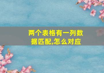 两个表格有一列数据匹配,怎么对应