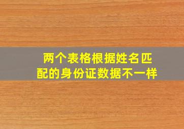 两个表格根据姓名匹配的身份证数据不一样