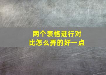 两个表格进行对比怎么弄的好一点