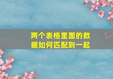 两个表格里面的数据如何匹配到一起