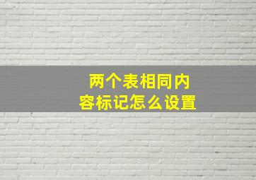 两个表相同内容标记怎么设置