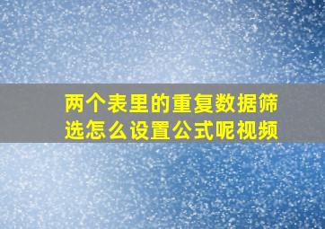 两个表里的重复数据筛选怎么设置公式呢视频