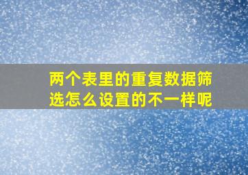 两个表里的重复数据筛选怎么设置的不一样呢