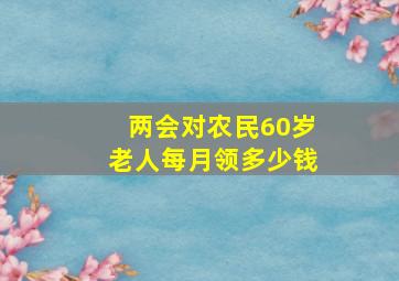 两会对农民60岁老人每月领多少钱