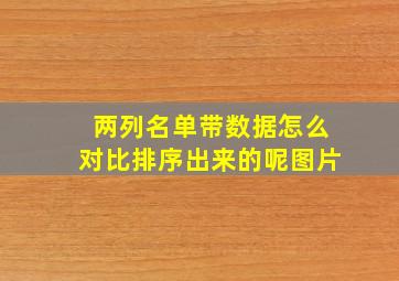 两列名单带数据怎么对比排序出来的呢图片