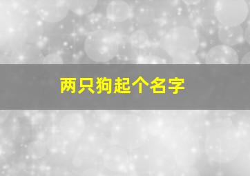 两只狗起个名字