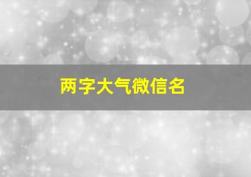 两字大气微信名