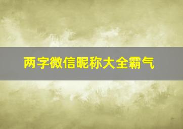 两字微信昵称大全霸气