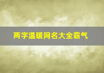 两字温暖网名大全霸气