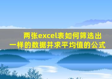 两张excel表如何筛选出一样的数据并求平均值的公式