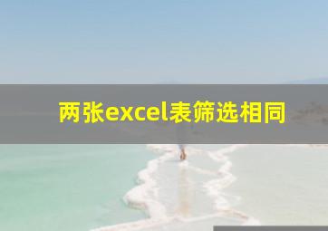 两张excel表筛选相同