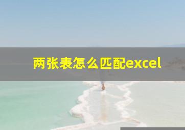 两张表怎么匹配excel