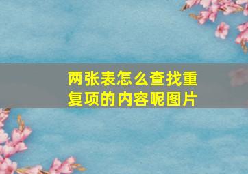 两张表怎么查找重复项的内容呢图片