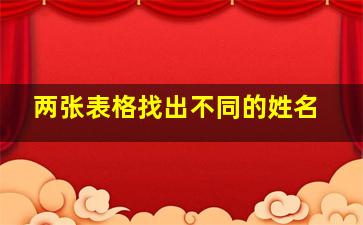 两张表格找出不同的姓名