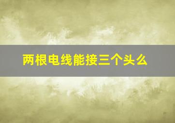 两根电线能接三个头么