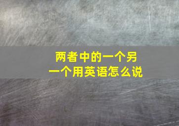 两者中的一个另一个用英语怎么说