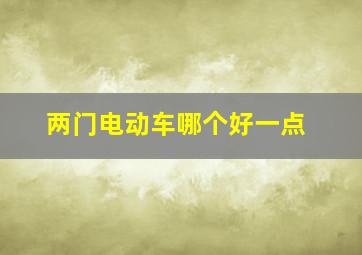 两门电动车哪个好一点