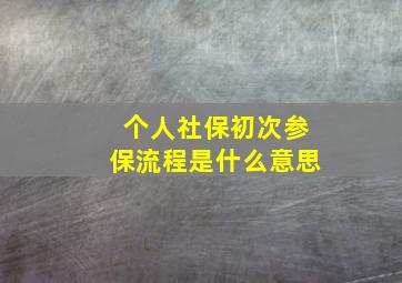 个人社保初次参保流程是什么意思