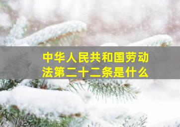 中华人民共和国劳动法第二十二条是什么