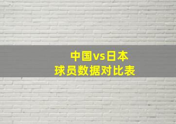 中国vs日本球员数据对比表