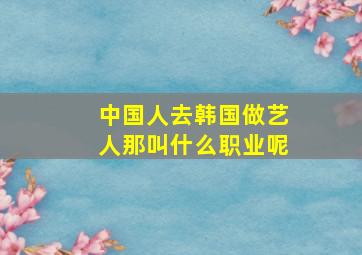 中国人去韩国做艺人那叫什么职业呢