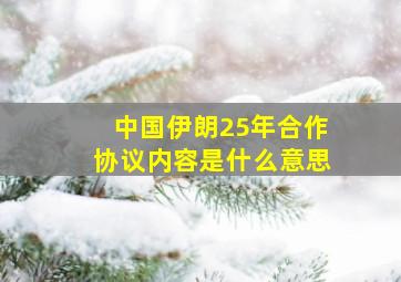 中国伊朗25年合作协议内容是什么意思