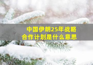 中国伊朗25年战略合作计划是什么意思