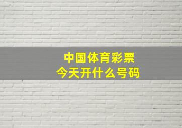 中国体育彩票今天开什么号码