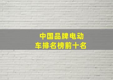 中国品牌电动车排名榜前十名