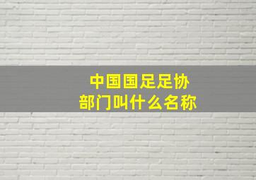 中国国足足协部门叫什么名称