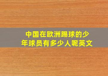 中国在欧洲踢球的少年球员有多少人呢英文