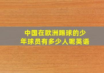 中国在欧洲踢球的少年球员有多少人呢英语