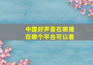 中国好声音在哪播在哪个平台可以看